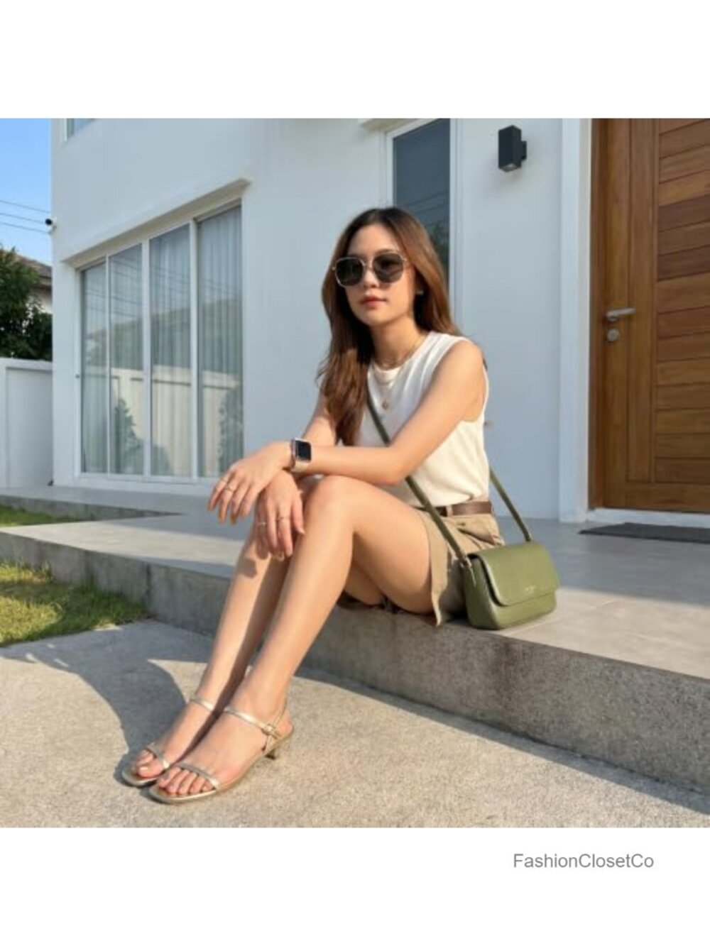 Strappy Kitten Heel Sandal with Ankle Strap Memory Foam - Picture 5 of 6
